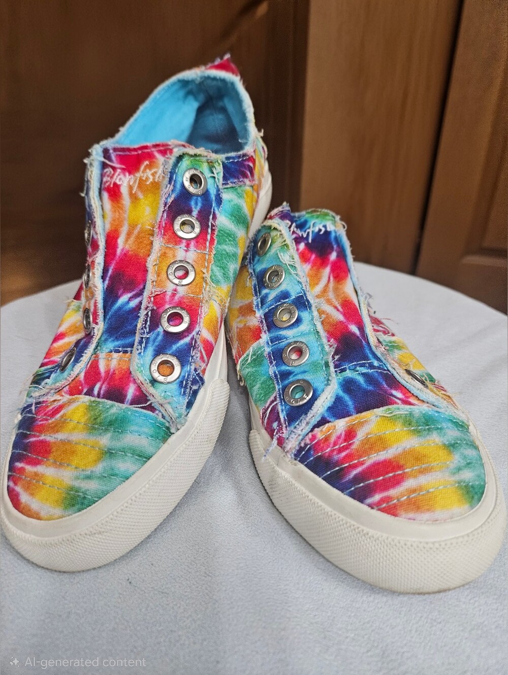 BlowfishTie-Dye Slip-On Sneakers - Colorful Rainbow Canvas